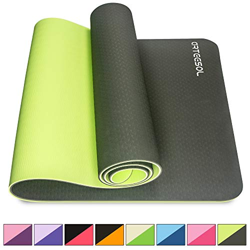 arteesol Esterilla de Yoga, Colchoneta Gruesa Antideslizante de 6mm, Ecológica Antidesgarro con Correas de Transporte, Premium Para Pilates, Fitness, Mujeres y Hombres 183cm x 61cm x 6mm