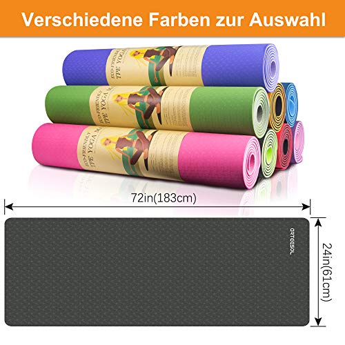 arteesol Esterilla de Yoga, Colchoneta Gruesa Antideslizante de 6mm, Ecológica Antidesgarro con Correas de Transporte, Premium Para Pilates, Fitness, Mujeres y Hombres 183cm x 61cm x 6mm