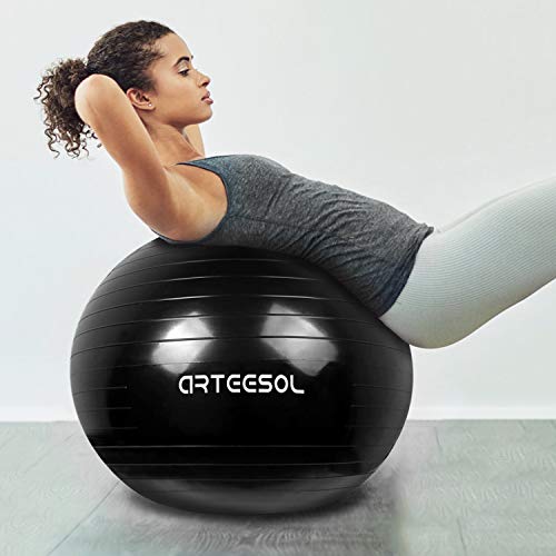 arteesol Fitness Pelota, Balón de Ejercicio Anti-explosión 45cm/55cm/65cm/75cm/85cm Fitness Yoga Ball Estabilizador de balón de Equilibrio Resistente con Bomba rápida para Core Force