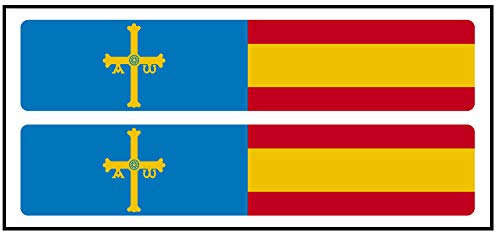 Artimagen Pegatina Rectángulos Largo Azul Cruz Amarilla + Bandera España 2 uds. 100x20 mm/ud.
