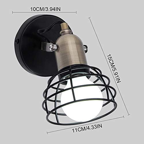 Artpad Brass Lamp Holder E27 Retro Wall Light Vintage Loft Bar Semi Circle Metal Accesorio de iluminación de pared Bombilla no incluida