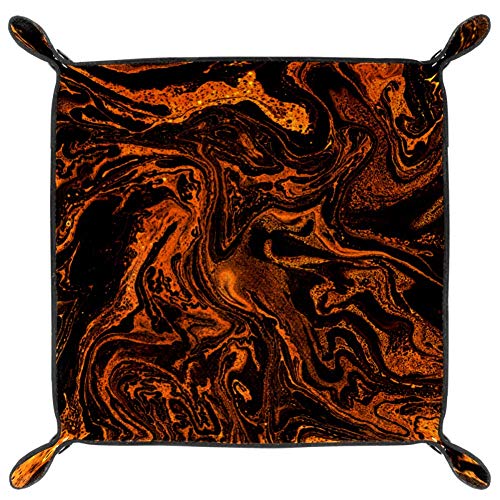 ASDQWE - Bandeja de piel para guardar llaves, teléfono, monedas, relojes, etc., diseño de hebilla, Magma, 16x16cm