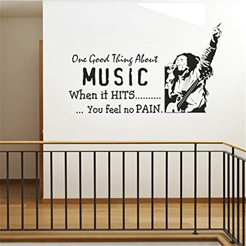 ASFGA Bob Marley (Bob Marley) Eye Roll Music Singer One Love One Heart Vinyl Wall Decal Bar Decoración para el hogar Arte Mural 58 X 33 CM