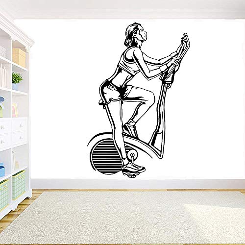 ASFGA Fitness Gimnasio Bicicleta Pared calcomanía Deporte motivación Fitness Chica Vinilo extraíble Etiqueta de la Pared Gimnasio Sala Familiar decoración Arte Mural