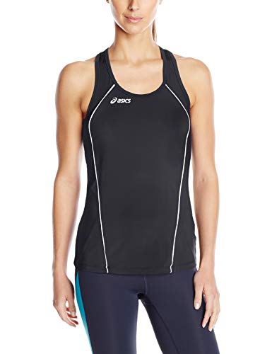 ASICS Attacker Tank Camiseta sin Mangas, Negro/Blanco, Medium para Mujer