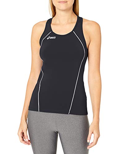 ASICS Attacker Tank Camiseta sin Mangas, Negro/Blanco, Medium para Mujer