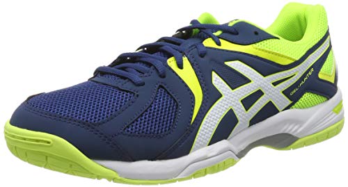 Asics Gel-Hunter 3, Zapatos de Bádminton para Hombre, Azul (Poseidon/White/Safety Yellow), 44.5 EU