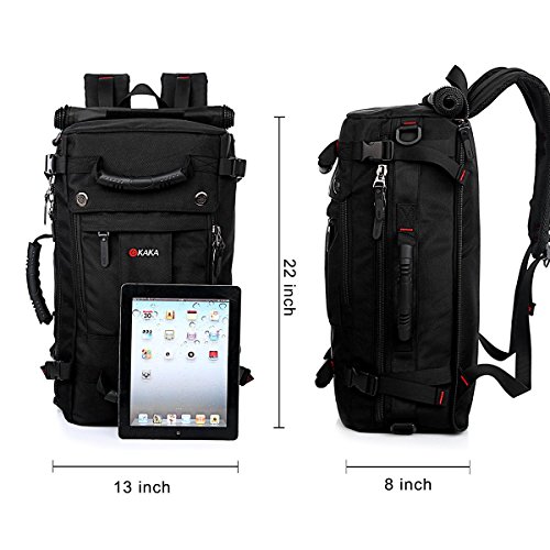 Asies Mochila Deportiva Macutos de Senderismo Viaje 50L, 3 en 1 Mochila, Equipaje de Hombro y de Mano, Morral Impermeable Multibolsillos Resistencia al Rayado con Cerradura Antirrobo
