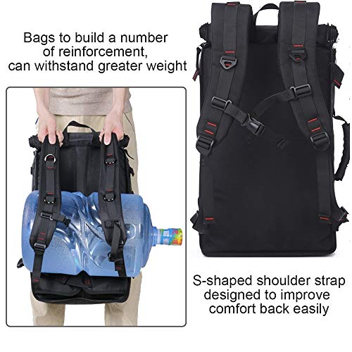 Asies Mochila Deportiva Macutos de Senderismo Viaje 50L, 3 en 1 Mochila, Equipaje de Hombro y de Mano, Morral Impermeable Multibolsillos Resistencia al Rayado con Cerradura Antirrobo