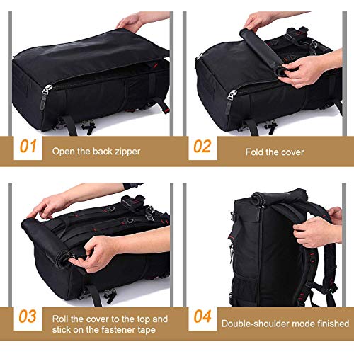 Asies Mochila Deportiva Macutos de Senderismo Viaje 50L, 3 en 1 Mochila, Equipaje de Hombro y de Mano, Morral Impermeable Multibolsillos Resistencia al Rayado con Cerradura Antirrobo