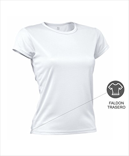 Asioka 356/16 Camiseta Técnica de Manga Corta, Mujer, Blanco, M
