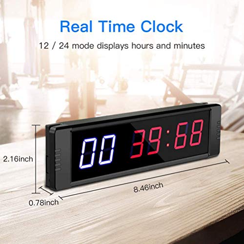 Asolym 1"Gym Timer LED Character Interval Timer Programmable Crossfit Gym Timer Count Count/Up Clock Stopwatch for Crossfit Tabata EMOM MMA