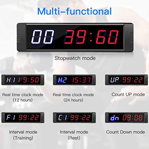 Asolym 1"Gym Timer LED Character Interval Timer Programmable Crossfit Gym Timer Count Count/Up Clock Stopwatch for Crossfit Tabata EMOM MMA
