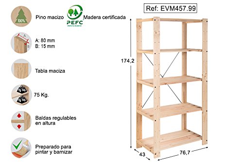 ASTIGARRAGA KIT LINE Estantería alistonada de 5 baldas regulables EVOLUTION