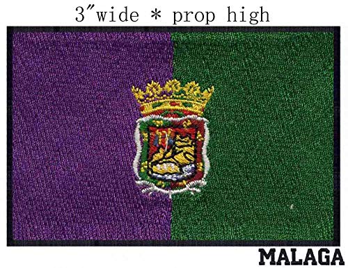 ASTONISH Parche Bordado de la Bandera de España Malaga, 7,62 cm de Ancho, Calidad Eminent, Corona Imperial, Insignia de la Derecha