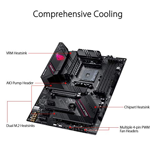 ASUS ROG Strix B550-F Gaming - Placa Base Gaming ATX AMD AM4 con VRM de 14 Fases, PCIe 4.0, Intel 2,5 GB LAN, Dual M.2, Micrófono cancelación Ruido, USB 3.2 Gen 2 e iluminación RGB Aura Sync