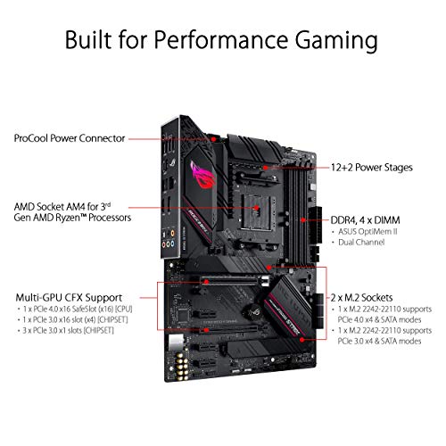 ASUS ROG Strix B550-F Gaming - Placa Base Gaming ATX AMD AM4 con VRM de 14 Fases, PCIe 4.0, Intel 2,5 GB LAN, Dual M.2, Micrófono cancelación Ruido, USB 3.2 Gen 2 e iluminación RGB Aura Sync