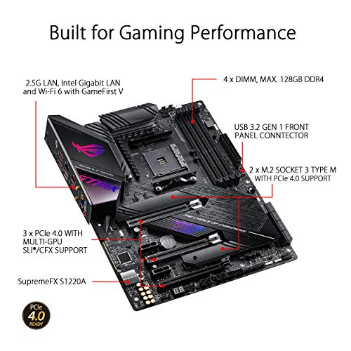 ASUS ROG Strix X570-E Gaming - Placa Base Gaming AMD AM4 X570 ATX con PCIe 4.0, Aura Sync RGB led, 2.5 Gbps y Intel Gigabit LAN, Wi-Fi 6 (802.11ax), Dual M.2, SATA 6Gb/s, soporta Ryzen 3000