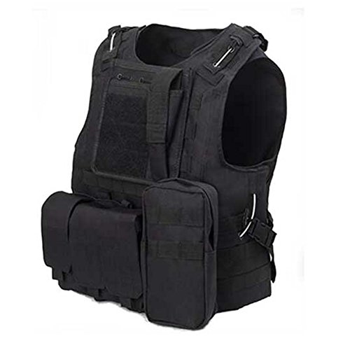 ATAIRSOFT CS Chaleco táctico Militar Molle Combat Assault Plate Carrier Chaleco táctico Ropa al Aire Libre Chaleco de Caza (BK)