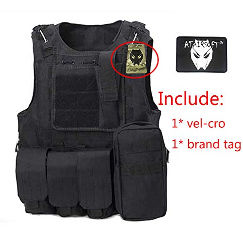 ATAIRSOFT CS Chaleco táctico Militar Molle Combat Assault Plate Carrier Chaleco táctico Ropa al Aire Libre Chaleco de Caza (BK)