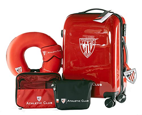 Athletic Club de Bilbao - Pack de Viaje Maleta y Accesorios - Producto Oficial del Equipo Temporada 19/20. Incluye Almohada Cervical, Organizador de Equipaje, Neceser, Antifaz y Etiqueta de Equipaje.