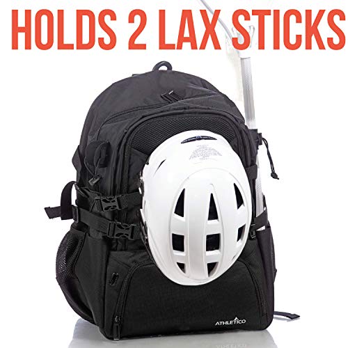 Athletico Youth Lacrosse Bag – Mochila de Lacrosse Extragrande – para Todos los Equipos de Lacrosse o Hockey – Dos Soportes para Palos y Compartimento Separado para Tacos, Azul