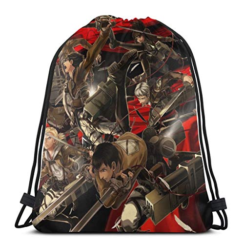 Attack on Titan - Mochila con cordón, bolsa de almacenamiento a granel para gimnasio y viajes