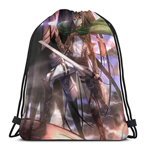 Attack on Titan - Mochila con cordón, bolsa de almacenamiento a granel para gimnasio y viajes