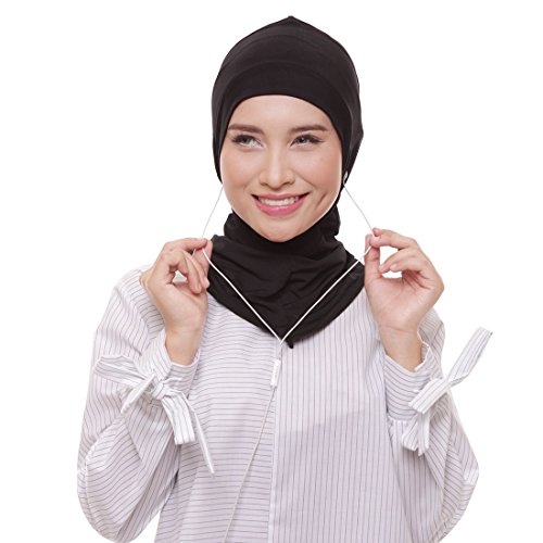 ❤️ ATTIQA - Hijab deportivo para mujeres musulmanas con velo - Velo bufanda turbante pashmina gorro chal abaya islámico hiyab - Atletas de fitness y cardio - Dri-FIT Elástico Talla Única - Negro