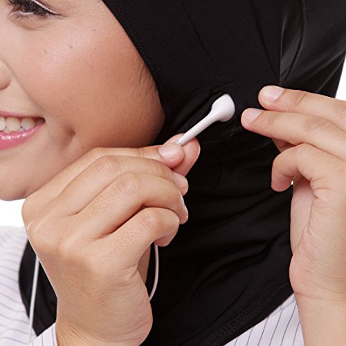❤️ ATTIQA - Hijab deportivo para mujeres musulmanas con velo - Velo bufanda turbante pashmina gorro chal abaya islámico hiyab - Atletas de fitness y cardio - Dri-FIT Elástico Talla Única - Negro