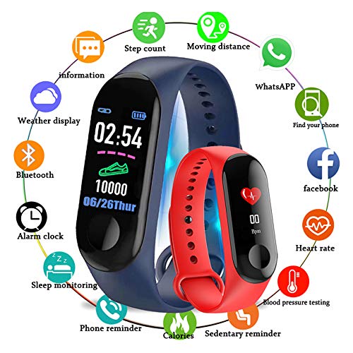 Aubess Pulsera Inteligente Fitness Tracker, M3, Pantalla táctil de Color, Impermeable, IP67, GPS, Monitor de sueño, frecuencia cardíaca, presión Arterial, para Mujeres y Hombres, 0.15, Color Negro