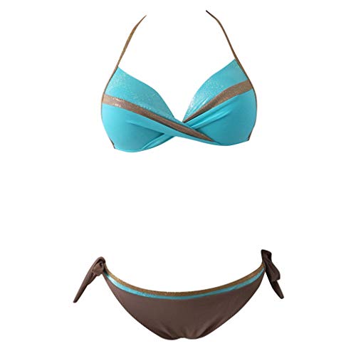 Auifor Para Mujer con Relleno Push-up Sujetador del Bikini Traje de baño Determinado del bañador del Traje de baño Ropa de Playa（Verde/XX-Large）