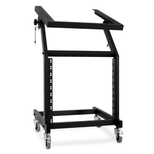 auna Soporte Rack (48 cm, 21 U, Cuatro Ruedas de Goma Suave con Giro de 360°, inclinable Entre +45° y -135°, portátil, 9,5 kg, 50 kg de Capacidad de Carga máxima)