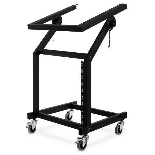 auna Soporte Rack (48 cm, 21 U, Cuatro Ruedas de Goma Suave con Giro de 360°, inclinable Entre +45° y -135°, portátil, 9,5 kg, 50 kg de Capacidad de Carga máxima)