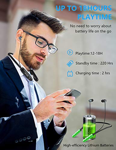 Auriculares Bluetooth Deportivos, Hotsea Auriculares Inalámbricos Bluetooth 5.0 Magnéticos, IPX7 In-Ear con CVC 8.0 Micrófono Reducción de 18 Horas para iPad, iOS Android Móviles Smartphones