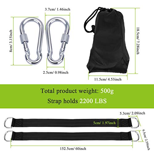 AUTFIT Correas de Hamacas para Exteriores, Correas de Columpios de Árbol, 150 CM Correas de Hamacas y Columpios para Colgar Árboles, Cinta de Fibra de Poliéster Capacidad de Carga de 1000KG