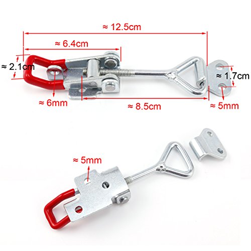 AUTOUTLET 4 Cajas de 12 cm con Cierre de Pestillo Ajustable, para Armario, con Cierre de Pinza de Metal, Resistente, Capacidad de Sujeción para Vehículos, Maletín de Embalaje, Equipo Mecánico