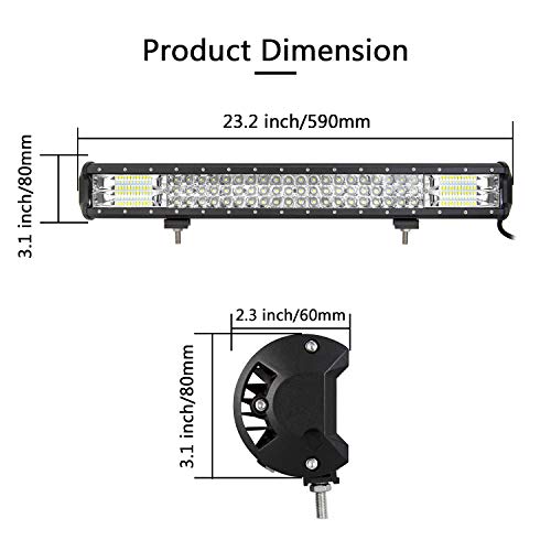 AUXTINGS 22 inch 324W Triple fila 7D LED luz de trabajo Barra Spot Flood Combo Beam DC 12V-24V 6000k vehículos todoterreno 4x4 Atvs Utvs