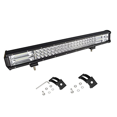 AUXTINGS 22 inch 324W Triple fila 7D LED luz de trabajo Barra Spot Flood Combo Beam DC 12V-24V 6000k vehículos todoterreno 4x4 Atvs Utvs