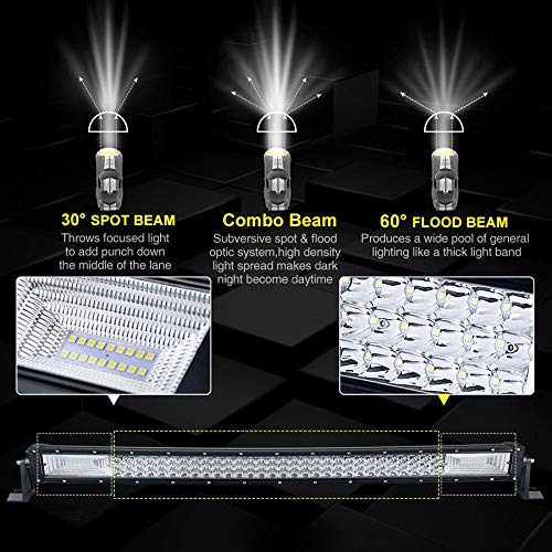 AUXTINGS 32 pulgadas 405W Curvo triple fila 7D LED barra de luz de trabajo Spot Flood Combo Beam DC 12V-24V 6000K vehículos todoterreno 4x4 Atvs Utvs