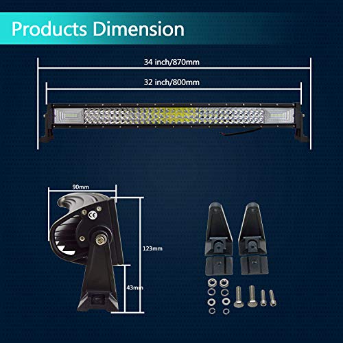 AUXTINGS 32 pulgadas 405W Curvo triple fila 7D LED barra de luz de trabajo Spot Flood Combo Beam DC 12V-24V 6000K vehículos todoterreno 4x4 Atvs Utvs