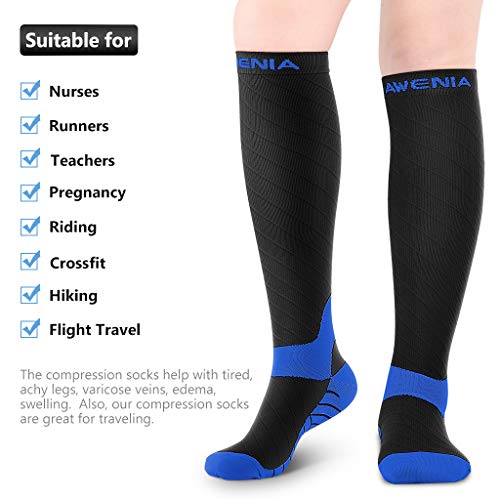 Awenia Calcetines de Compresión Deportivos Medias Transpirables para Hombres y Mujeres, para Crossfit Fútbol Avion Viaje Enfermera