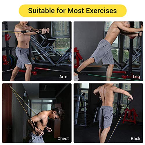 Awroutdoor Bandas Elásticas de Resistencia, Bandas de Fitness Set, 5 Tubos de Látex con Asas, Correas de Tobillo, Fortalecedor de Manos y Anclaje para Puerta, para Culturismo, Crossfit, Hombres