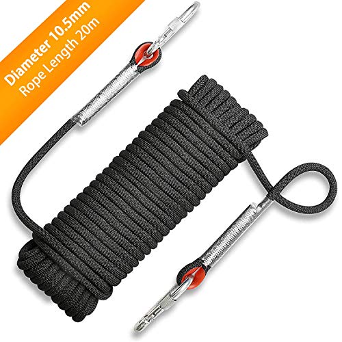 Awroutdoor Cuerda de Seguridad Cuerda de Escalada Profesional de Alta Resistencia para Escalar al Aire Libre y en Interiore Perfessional Rappelling Auxiliar, 10.5 mm de Diámetro