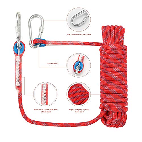 Awroutdoor Cuerda de Seguridad Cuerda de Escalada Profesional de Alta Resistencia para Escalar al Aire Libre y en Interiore Perfessional Rappelling Auxiliar, 10.5 mm de Diámetro