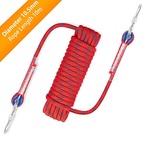 Awroutdoor Cuerda de Seguridad Cuerda de Escalada Profesional de Alta Resistencia para Escalar al Aire Libre y en Interiore Perfessional Rappelling Auxiliar, 10.5 mm de Diámetro