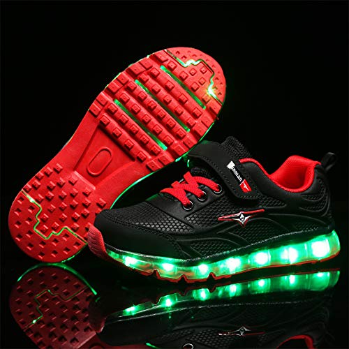 Axcer LED Zapatos Verano Ligero Transpirable Bajo 7 Colores USB Carga Luminosas Flash Deporte de Zapatillas con Luces Los Mejores Regalos para Niños Niñas Cumpleaños de Navidad Reyes Mango