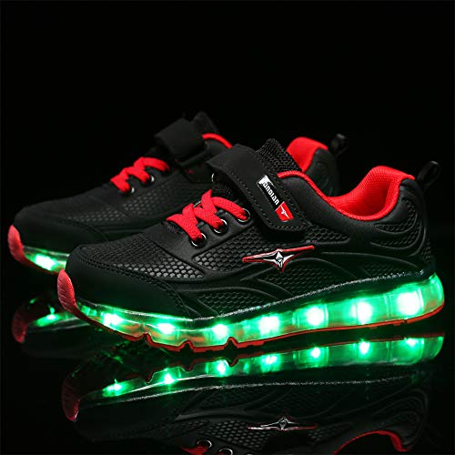 Axcer LED Zapatos Verano Ligero Transpirable Bajo 7 Colores USB Carga Luminosas Flash Deporte de Zapatillas con Luces Los Mejores Regalos para Niños Niñas Cumpleaños de Navidad Reyes Mango