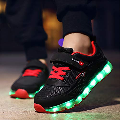 Axcer LED Zapatos Verano Ligero Transpirable Bajo 7 Colores USB Carga Luminosas Flash Deporte de Zapatillas con Luces Los Mejores Regalos para Niños Niñas Cumpleaños de Navidad Reyes Mango