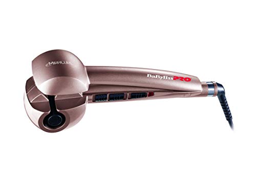 BaByliss Pro Miracurl Rose Gold - Rizador de pelo profesional 100% automático, 190°C-210°C-230°C, 3 tiempos de marcado para hacer ondas y rizos, selector de la dirección para hacer diferentes peinados